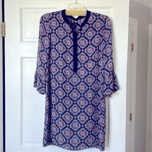 J. Crew navy & pink shift dress
